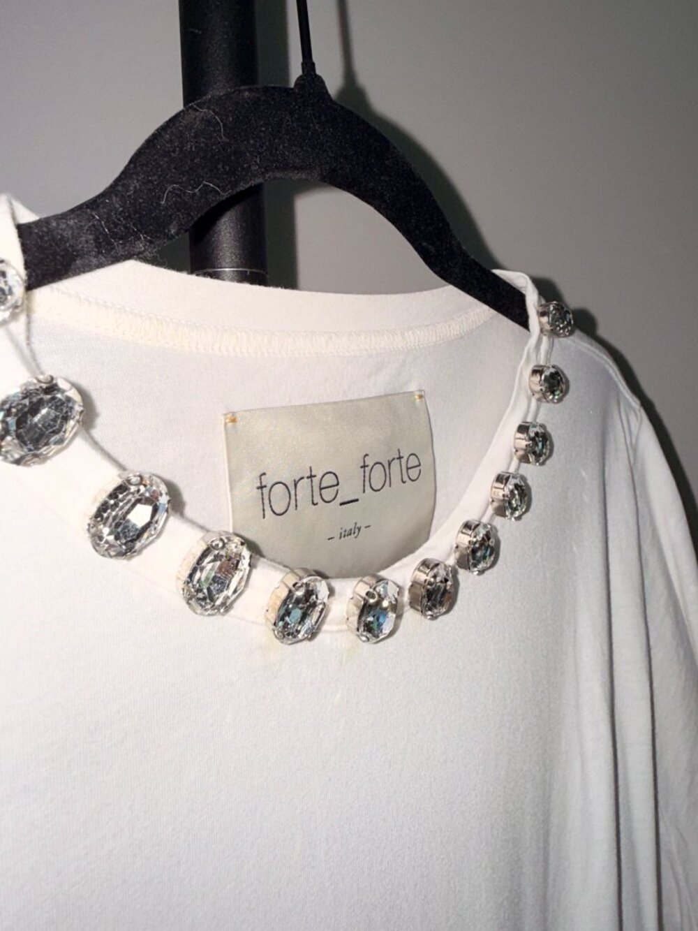Forte_Forte Forte Forte Jewel Collar Cropped‎ White Tee Shirt Small